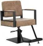 Kirpyklos kėdė, hidraulinė stilisto kėdė, ruda kirpėjo kėdė, patogūs salono baldai, profesionali kirpyklos kėdė