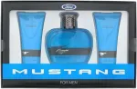 Set Ford: Mustang Mėlyna Eau De Toilette For Men, 100 ml + Mustang Mėlyna Hydrating After-Shave Balm, 100 ml + Mustang Mėlyna Hydrating Kūno prausiklis For Hair & Body, 100 ml
