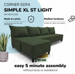 Meb & Podrez Didelis kampinis sofos be porankių Simple XL St Light Turkiu žalia