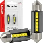 LED lemputės canbus C5W C10W 36mm 2525 6SMD baltos 12V 24V AMIO-05007
