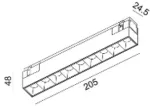 12W LED &scaron;viestuvas COMFORT 205 į magnetinę sistemą IN_LINE, baltos sp., 3000K, 48V, 36&deg;, DALI, 4x