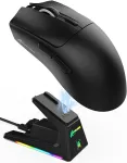 Attack Shark X1 belaide žaidimų pelė, optinis PixArt PAW3395PRO jutiklis, 40000 DPI, 2.4 GHz/Bluetooth/USB-C, juoda