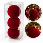 Eu Sandelis I&scaron;skirtiniai eglutės žaisliukai, bordo spalvos aksominis rinkinys, 3 vnt., 12 cm BSN85