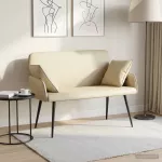 Dvivietė sofa su metalinėmis kojelėmis 2 vietos Kreminė