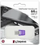 Kingston Technology Kingston DataTraveler microDuo 3C 64GB USB 3.2 Gen 1 / USB-C USB stick Lilla S&Atilde;&cedil;lv