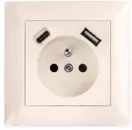 Toolight Viengubas Lizdas Su Įžeminimu + Usb-a Usb-c Oste Jnh004-g rusvai gelsvas