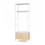 Jan Nowak Atvira biuro lentyna su drabužių kabykla, recepcijai ir laukiamajam, metalinė, balta/sonomos ąžuolas, 800x2200x400 mm: Ariel Eco* Design (5907367512748)