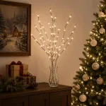 LED varinių &scaron;akų kalėdinė dekoracija 3 vnt. Balta 62 cm Plienas