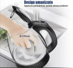 Extrastar elektrinis stiklinis virdulys su mėlyna led lempute, be bpa, automatinis i&scaron;jungimas ir apsauga nuo virimo be vandens, 1,7 l