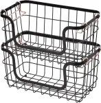 Amazon Basics metaliniai stačiakampiai krep&scaron;iai virtuvei ir voniai, kraunami vienas ant kito, 2 vnt., juodi