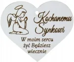 Artmaker &Scaron;irdelės formos pakabukas ant žvakės, baltas su virvele, graviruotas &bdquo;mylimam sūnui&ldquo;