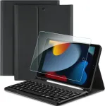 Klaviatūra Easyacc prancūzi&scaron;ka klaviatūros dėklas, suderinamas su Ipad 10.2 colių 9-osios / 8-osios ir 7-osios kartos, su apsaugine plėvele, nuimamas klaviatūros apsauginis dėklas su pie&scaron;tuko laikikliu, juodas
