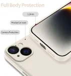 Qasyfanc silikoninis telefono dėklas, skirtas iphone 14, su 2 apsauginėmis plėvelėmis, itin mikropluo&scaron;to tpu skystas silikonas su kameros apsauga, atsparus įbrėžimams, visapusi&scaron;ka apsauga, 6,1 colio (baltas)