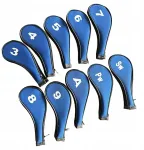 10x Golf Iron Headcover Golfo Lazdų Galvos Apdangalai Apsauginis Juodas ir Mėlynas &Scaron;onas
