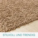 Surya Home Shaggy Berber kilimas &ndash; pūkuotas kilimas svetainei, valgomajam, miegamajam, ilgo plauko auk&scaron;to plauko kilimas pūkuotas &ndash; didelis kilimas 120 cm apvalus, &scaron;viesiai smėlio spalvos kilimas svetainei