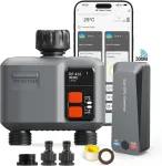 Drėkinimo kompiuteris Wlan 2 i&scaron;ėjimai su 300 m Rf technologija, laistymo laikmatis sodo laistymui, suderinamas su Alexa ir Smart Life programėle, automatinė drėkinimo sistema sodui, vejai