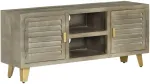 TV staliukas TV spintelė, pilka, 110x30x48cm, mango mediena ir žalvaris