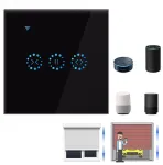 Wifi i&scaron;manusis jungiklis, skirtas Google Home & Alexa, juodas, su laikmačiu