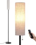 Edishine pastatomas &scaron;viestuvas svetainei 165 cm, pritemdomas Led pastatomas &scaron;viestuvas, pastatomas &scaron;viestuvas su nuotoliniu valdymu, E27 Led lemputė įtraukta, lininis gaubtas, vintažinis skaitymo &scaron;viestuvas miegamajam, juodas