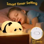 Birnetek&reg; vaiki&scaron;ka naktinė lemputė, panda lemputė, pritemdoma, miela panda led lemputė prie lovos, įkraunama su laikmačiu, miego lemputė vaikams, silikoninė naktinė lemputė vaikų kambariui
