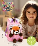 Nici vaiki&scaron;ka kuprinė rožinė 2 in 1 su pliu&scaron;iniu žaislu raudonąja panda 25 cm - kuprinė darželiui mergaitėms ir berniukams - mink&scaron;ta nugaros sritis ir reguliuojami dirželiai - 49853