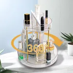 Belicoo 360&deg; besisukantis kosmetinis staliukas-organaizeris, 2 lygiai, 8 skyriai, daugiafunkcinis makiažo organaizeris, odos priežiūros organaizeris, makiažo laikymo dėklas voniai, miegamajam, dovanos idėja, skaidrus