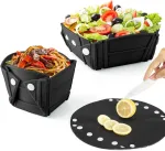 Sulankstomas Kempingo Dubuo, 3-in-1 Silikoninis Sulankstomas Dubuo, Kempingo Dubuo, Lėk&scaron;tė, Ne&scaron;iojami Maisto Laikymo Indeliai, Salotų Dubuo Lauko Kempingui, I&scaron;kyloms, Žygiams, Laikymo Dėžės, Juodas