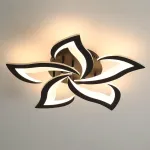 Comely Led lubinis &scaron;viestuvas svetainei 60 cm 60 W 6750 Lm Led lempos, modernaus žiedlapio dizaino &scaron;viestuvai svetainei, virtuvei, miegamajam, valgomajam, 3000 K &scaron;ilta balta &scaron;viesa, juodas