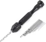 Rankinis rotacinis grąžtas, 0,3&ndash;3,6 mm griebtuvas + 10 mini mikro grąžtų, greitapjovio plieno mini rankinis grąžtas, modelinis grąžtas Pcb amatams, papuo&scaron;alams, laikrodžiams