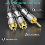 Emk stereo audio kabelis 3.5mm male į 2 rca female paauksuotas rca y skirstytuvas i&scaron;maniesiems telefonams mp3 plan&scaron;etiniams kompiuteriams hifi stereo 0.3m