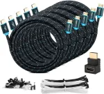 Mutecpower Hdmi 2.0 didelės spartos kabelis su Ethernet 4kx2k/60hz Ultra Hd 2160p/full Hd 1080p 3d/arc/cec kabelis trigubai ekranuotas juodas 3 m, 5 vnt.
