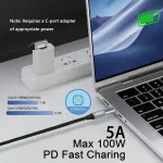 Gelrhonr 90 laipsnių kampo Usb C ilginamasis laidas, 10 Gbps Usb 3.2 Gen2 laidas, stačiu kampu Type C ki&scaron;tukas į lizdą prailgintuvas 100 W / 5 A greito įkrovimo nailoninis pintas laidas, skirtas Usb C įrenginiams (2 m / 6,5 pėdos)