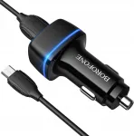 Borofone Bz14 2usb 2.4a Led įkroviklis + micro Usb kabelis