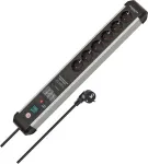 Brennenstuhl Premium Protect-line 6 lizdų maitinimo juosta su apsauga nuo vir&scaron;įtampių 60 000 A (daugialypis lizdas su jungikliu ir 3 m kabeliu, pagaminta Vokietijoje) sidabrinė/juoda