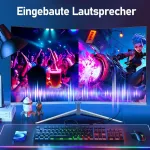 Gawfolk lenktas 27 colių 100hz monitorius su garsiakalbiu, 1800r lenktas kompiuterio ekranas Fhd 1080p, baltas kompiuterio monitorius su akių apsaugos technologija Hdmi Vga, palaiko Vesa