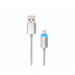 NATEC NKA-1209 Extreme Media kabelis microUSB į USB M 1m sidabrinis LED