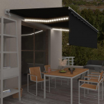 Markizė su uždanga/LED/vėjo jutikliu, antracito, 5x3m