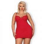 Obsessive Jolierose Chemise & Thong Raudona XXL - Adjustable Lace Design