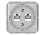 Kompiuterio lizdas VILMA STANDARD ST 150 be rėmelio, 2 vietų (2xRJ45 CAT5E UTP), metalo spalvos