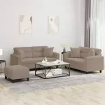 Sofa Sofos komplektas su pagalvėmis, 3 dalių, taupe, audinys