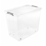 La Ka Pe Keeeper Dėžutė su dangteliu ant ratukų klipbox Leo 59x38x47cm 74L skaidri