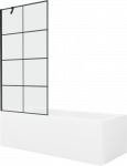 Vonia Mexen Cubik su apdaila ir stiklo sienele, 160x70 cm + 90 cm, Baltas+Juodas grid