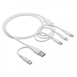 USB A/USB C laidas - USB C + Lightning + microUSB B - 1.2m baltas - Akyga AK-USB-52