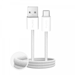 Puro Fabrik 2.0 10W USB-A - USB-C Braided Kabelis 1.5m - baltos spalvos