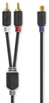 Nedis Stereo Audio kabelis 2x RCA (M) - RCA (F) 0.20 m juoda