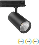 30W LED akcentinis &scaron;viestuvas į 3 fazių bėgelius KENTO, juodas, 2700/3000/4000K, dimeriuojamas, 24&deg;, 4323401