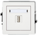 Karlik Elektrotechnik 25DCUSB-1 DECO Vieno USB įkroviklio mechanizmas, 5V, 1A, baltas matinis 25DCUSB-1