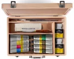&bdquo;Winsor Newton&ldquo; &ndash; &bdquo;Galeria&ldquo; akrilinių medinių dažų rinkinys, 8 x 60 ml + priedai (839986)