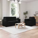 Sofa Sofos komplektas 2 vnt. Juoda Aksomas