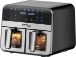 Kraftdele Kraft & Dele Kar&scaron;to oro gruzdintuvė be riebalų KD4179, 9 l 2500 W, du skyriai po 4,5 l + LCD ekranas, spalva: juoda